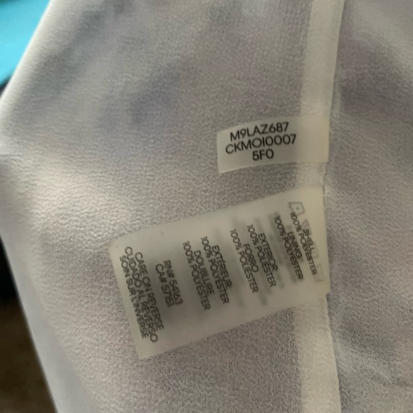 Calvin Klein Women’s Round Neck Textured Puff Sleeve Blue White Top SzM - Picture 4 of 4